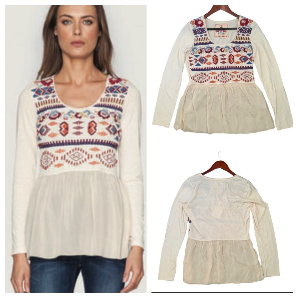 NWT Johnny Was Embroidered Long-sleeve Top Size‎ S
